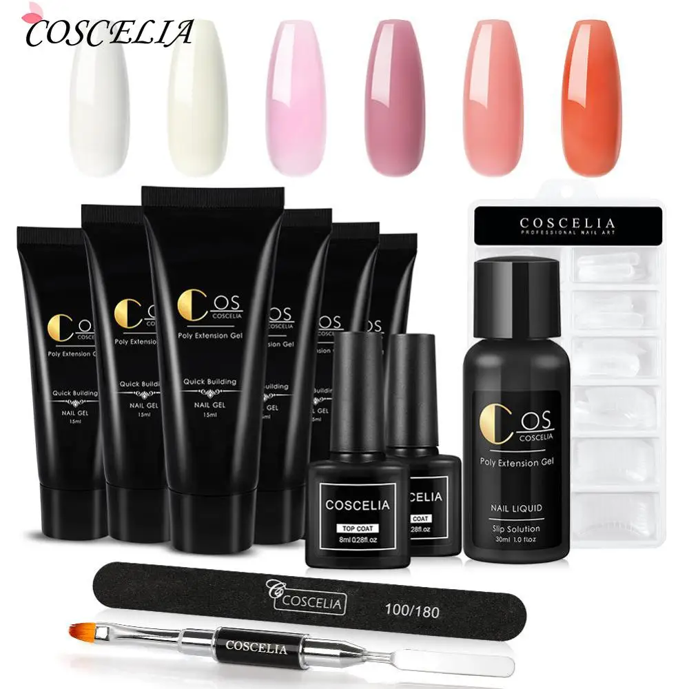 COSCELIA Poly Nail Gel Kit For Extend Set Soak Off Polish Quick Building Builder UV Art Kits | Красота и здоровье