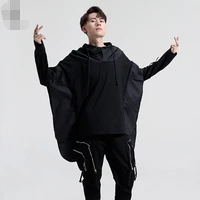 mens long sleeve hooded garment spring and autumn new brunet personality splicing design loose casual fashion trend pullover