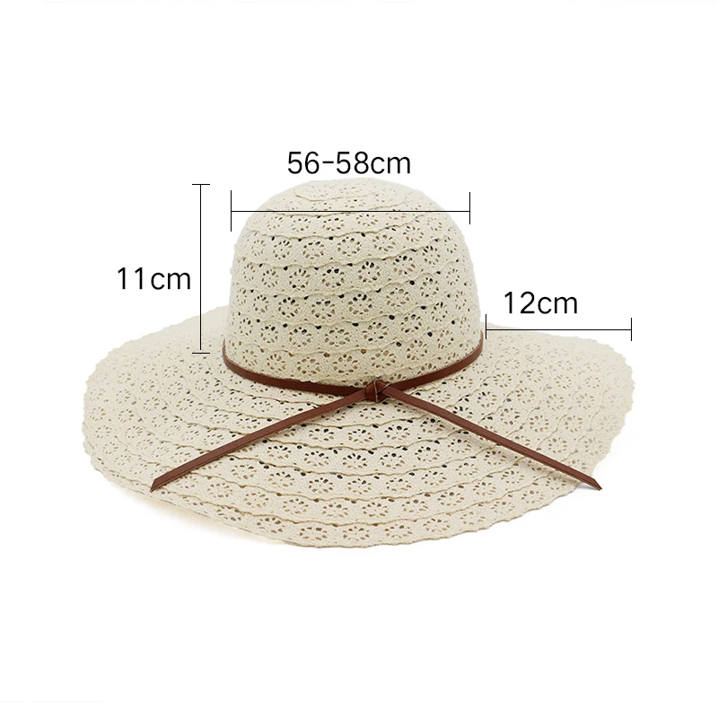 New female basin fisherman bucket hat women soft and foldable hollow lace woven straw hat dome sun hat gorro de pescador Lace