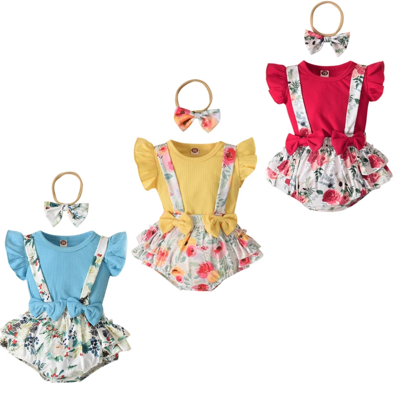 

Комплект из 3 предметов Lioraitiin для маленьких девочек 0-12 мес., повседневный костюм для младенцев, комбинезон с рукавами-мушками и шорты с цвето...