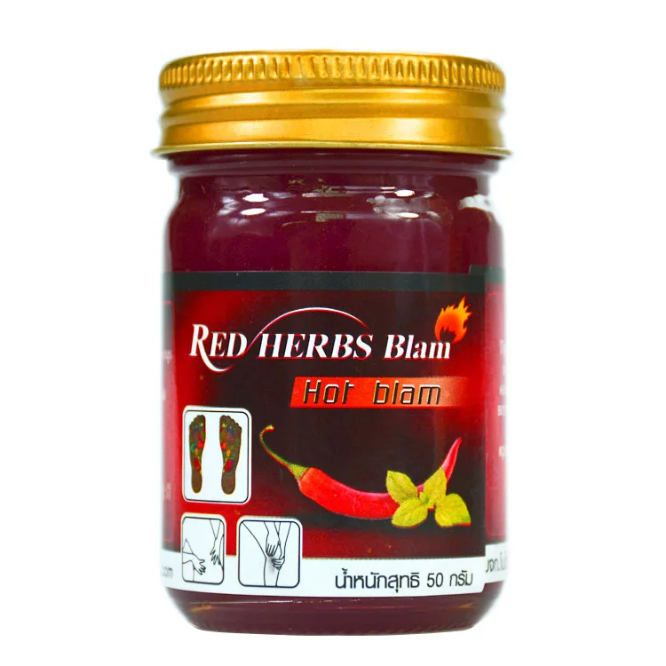 

Thailand Red Herbs Blam Hot Blam Thai Capsacin oil Balm active Oil Rheumatic pain and leg pain