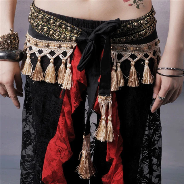 Костюм для танца живота 3 шт. платок на бедрах бюстгальтер с кисточками и бусинами