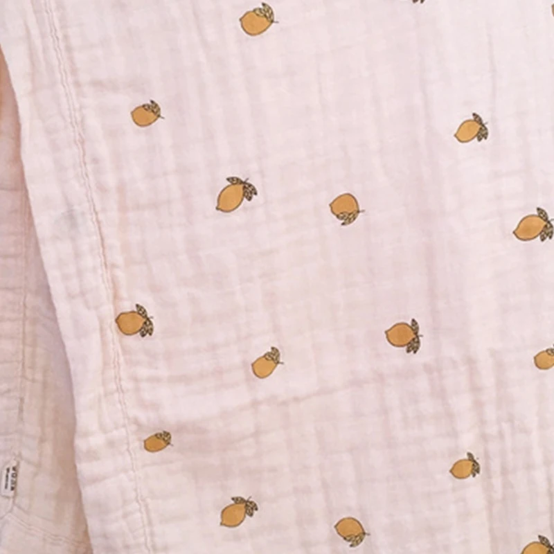 

X37E 47x47 Inches Baby Muslin Swaddle Blanket Newborn Infant Boys Girls Cute Cherry Lemon Fruit Print Soft Swaddling Receiving