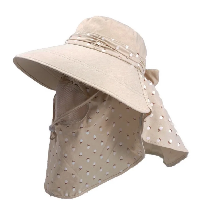 

Sun Hats With Face Neck Protection For Women Sombreros Mujer Verano Wide Brim Summer Visor Caps
