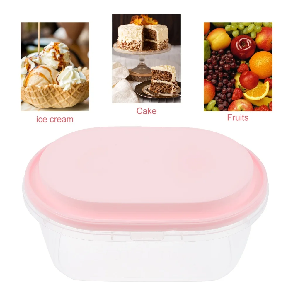 

1 Set 2Pcs Cake Storage Boxes Oval Ice Cream Container Freezer Container