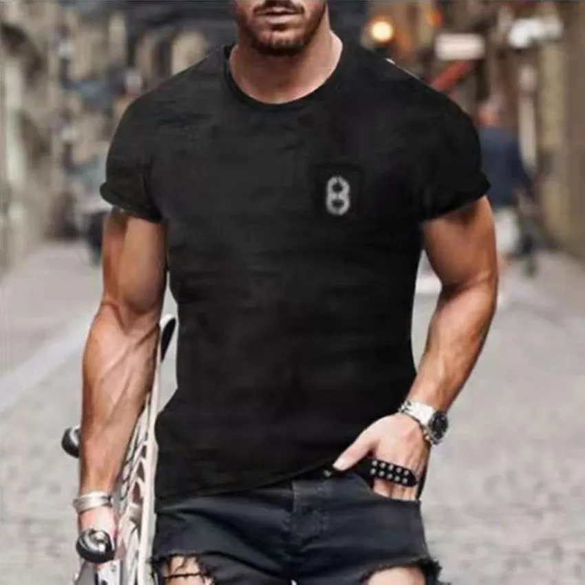 

Футболка мужская с круглым вырезом, свободная простая ретро-форма в стиле милитари, уличная мода, рубашка с принтом 8, в стиле Харадзюку, на л...