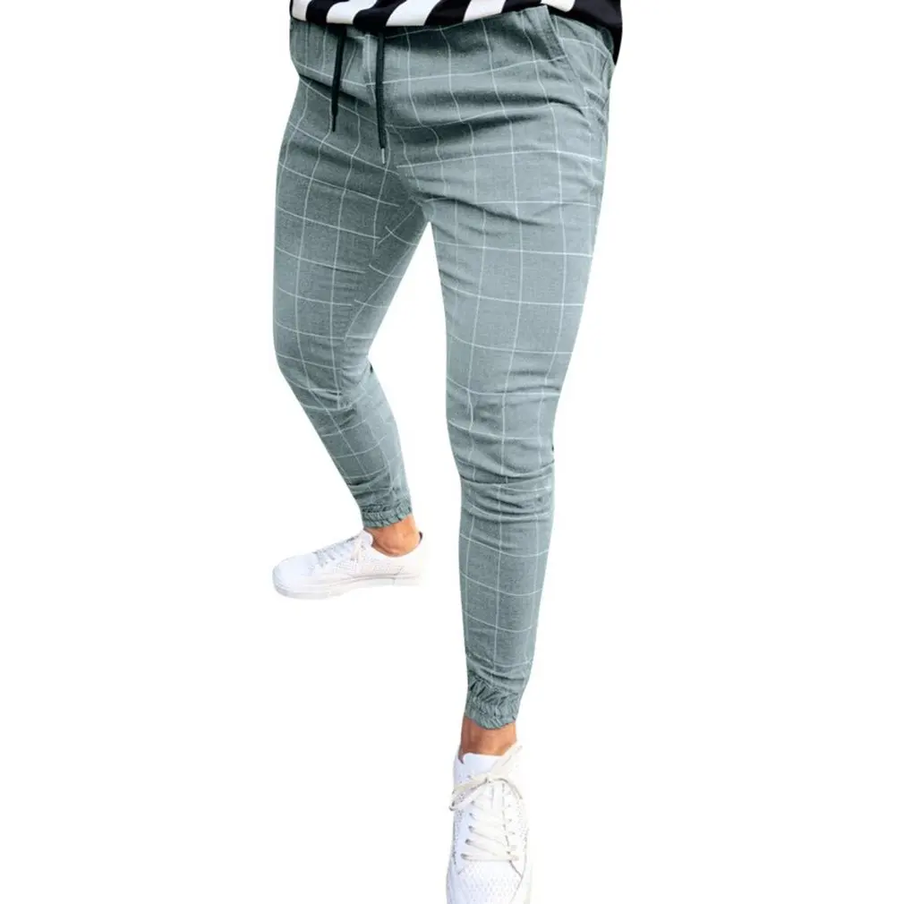 

Mens Sport Pants Gym Long Trousers Plaid Tracksuit Fitness Workout Joggers Sweat Track Pants Casual Sweatpants