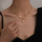 Ожерелье из титановой стали с подвеской в минималистическом стиле женское, простое ожерелье в форме сердца в стиле ретро, бижутерия в Корейском стиле