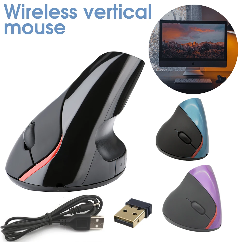 

Ergonomic Vertical Mouse 2.4G Wireless Right Hand Computer Gaming Mice Rechargeable USB Optical Mouse Gamer Mouse For Laptop PC