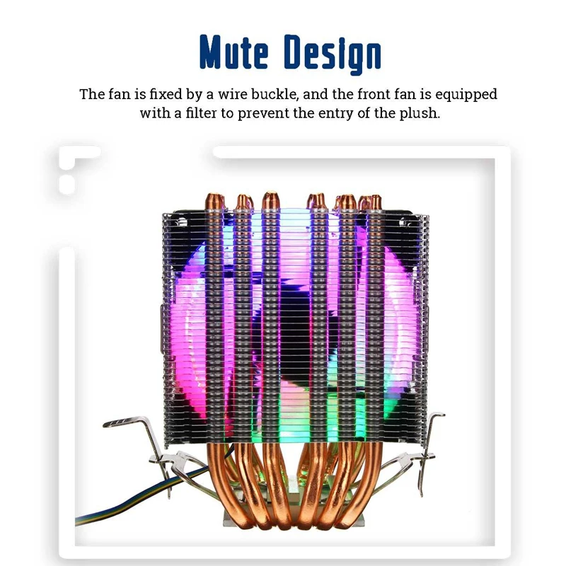 6 Heat Pipe Cpu Cooler Led Fan 3 Line Heatsink For Intel 775/1150/1155/1156/1366 Amd All | Компьютеры и офис