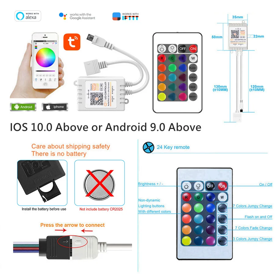 Светодиодная лента 12V Tuya Smart 5M SMD5050 WiFi RGB с контроллером музыка синхронизация света