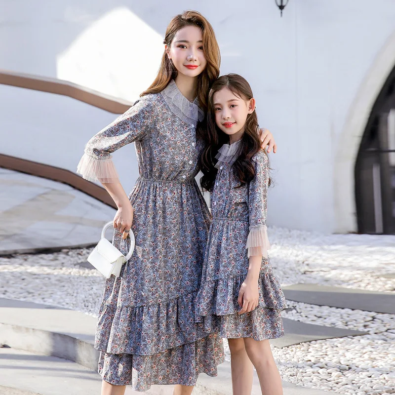 Одежда для матери и дочери WLG одинаковая семейная одежда весенне-осенние бежевые