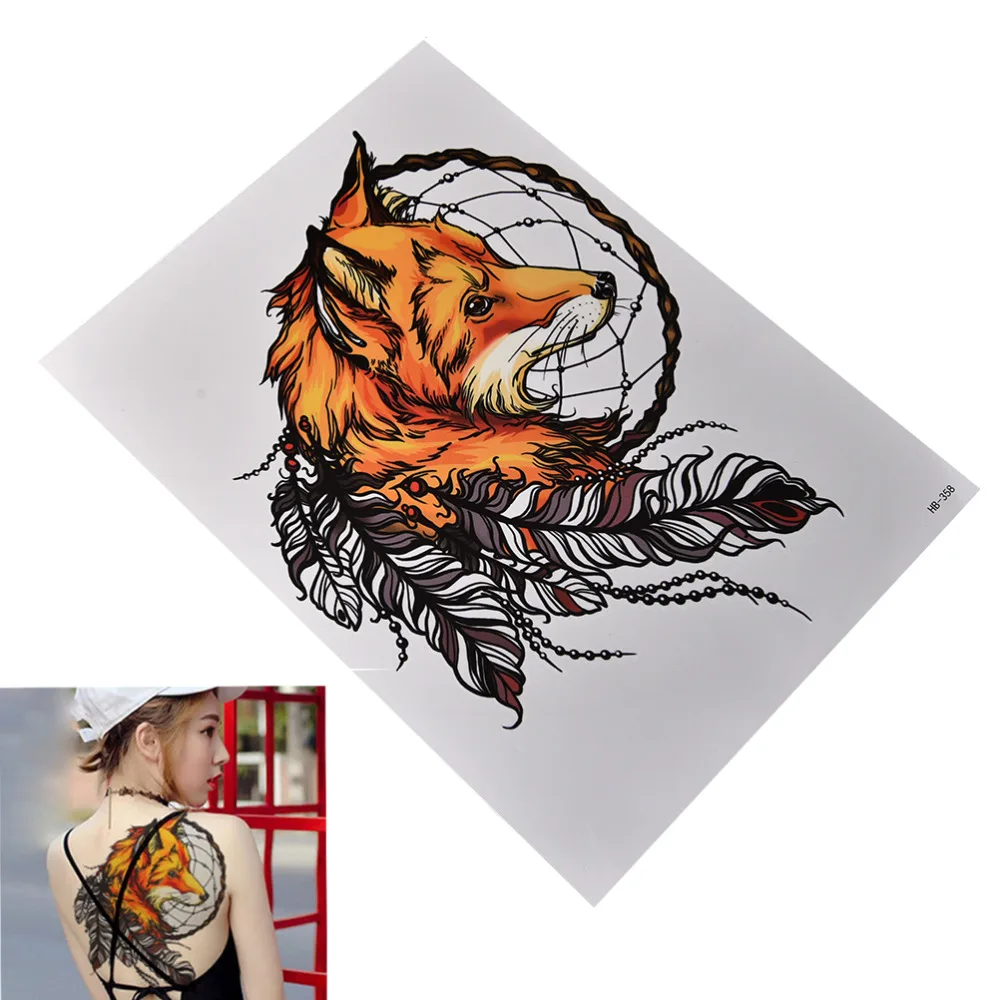 

Fox Dreamcatcher Tattoo Waterproof Temporary Tattoos Stickers Flash Water Transfer Tattoos Fake Tattoos For Women Men