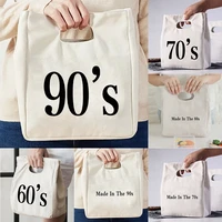 fashion print handbags portable insulation lunch box bags thermal insulatied bento tote office school food cooler storage pouch