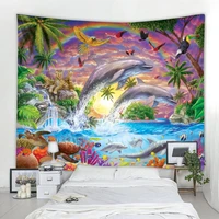 beautiful underwater world tapestry undersea dolphin decorative wall tapestry nordic bohemian hippie wall tapestry