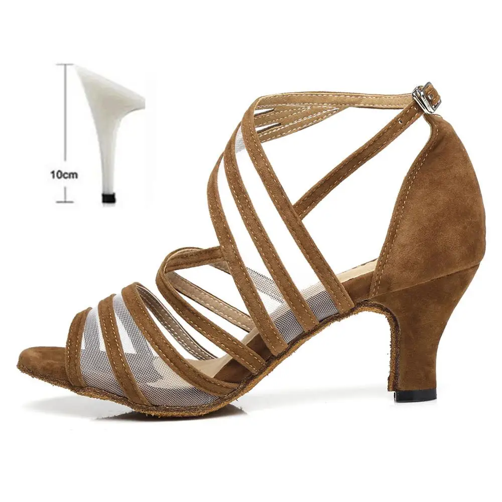 Khaki 1 10cm New women's girls ladys Latin Dance Shoes Ballroom indoor tango salsa Dancing Shoes high heel wholesale Hot sale - Цвет: Khaki 1 10cm