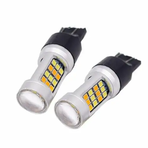 2x White & Amber Dual Color 7443 42SMD LED Switchback Turn Signals Lights Headlight Fog Light Bulbs COB | Автомобили и