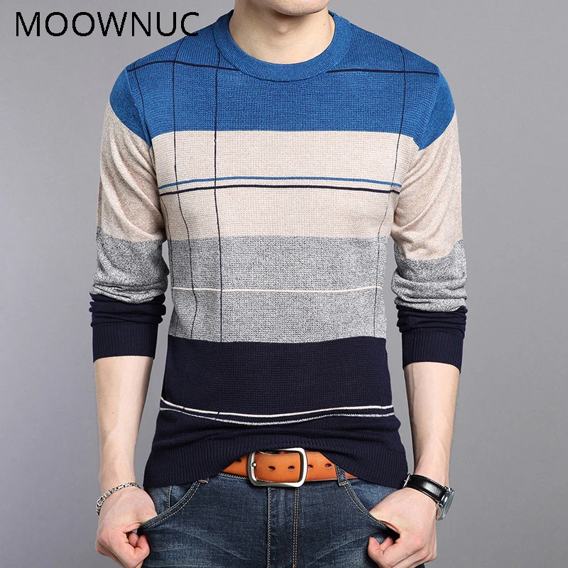

Fashion Sweater Long sleeves Brank MOOWNUC Autumn Winter Casual Classic Style Men Pullovers O-Neck Keep Warm Slim MWC Business