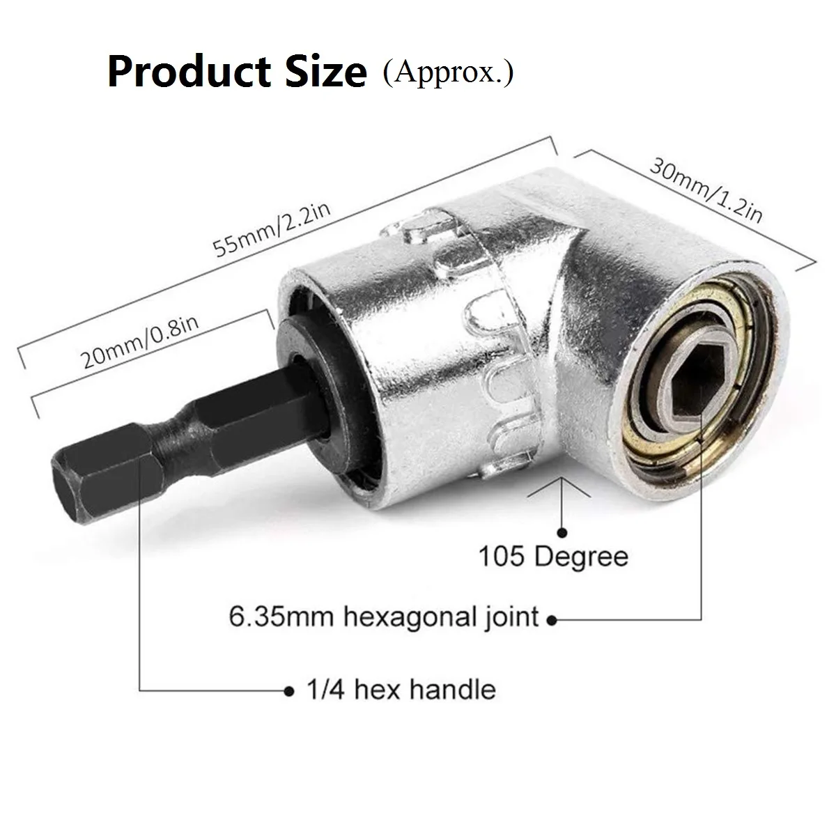

2pcs Curved Batch Punch 105 Adjust Angle Head Screw Driver 1/4 Hex Shank For Power Drill Screwdriver 2X