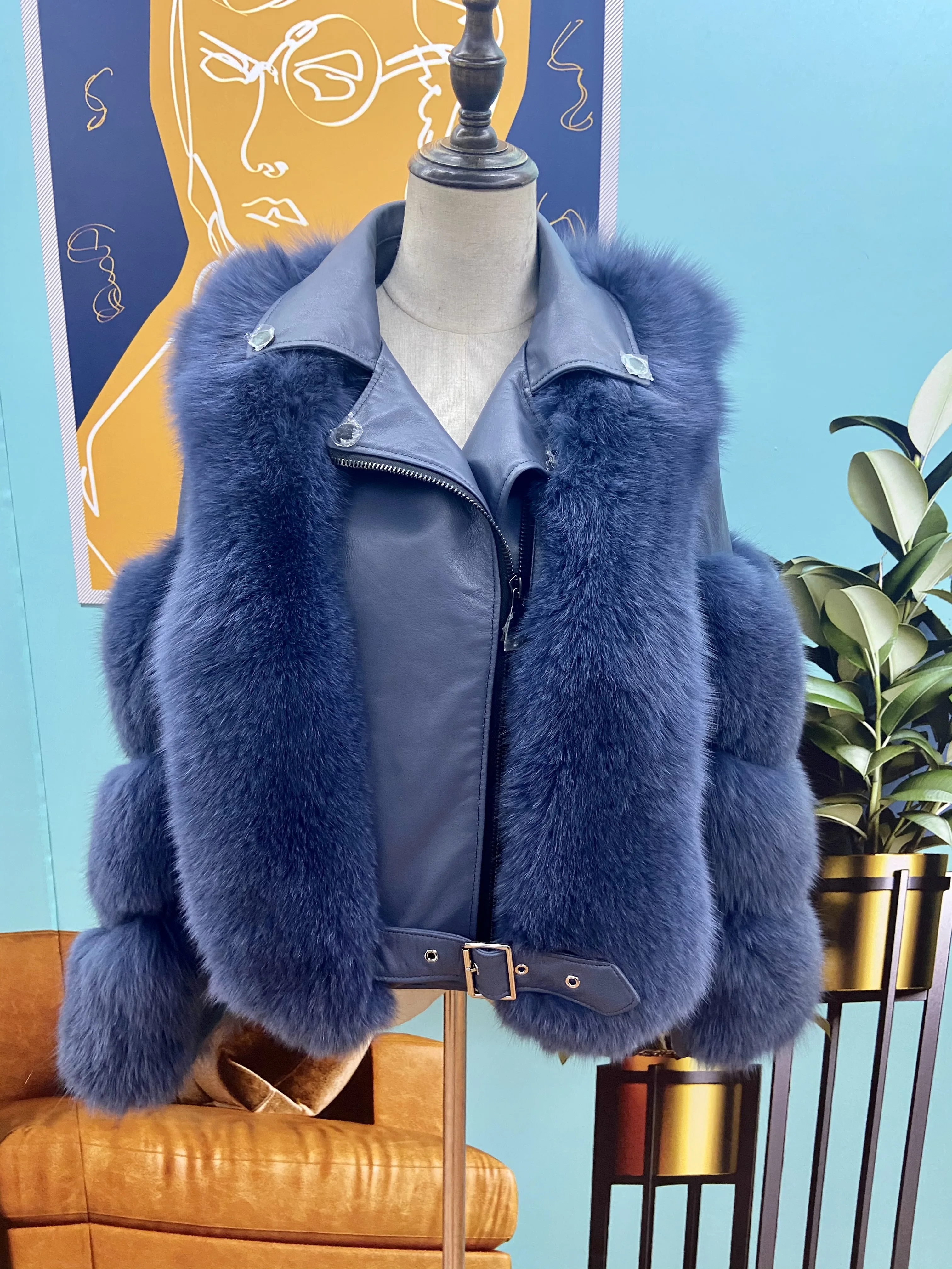 2021 New 100% Natural Fox Fur Jacket Women's Winter Fashion Warm Winter Coat High Quality High Quality Fur Vest Free Delivery