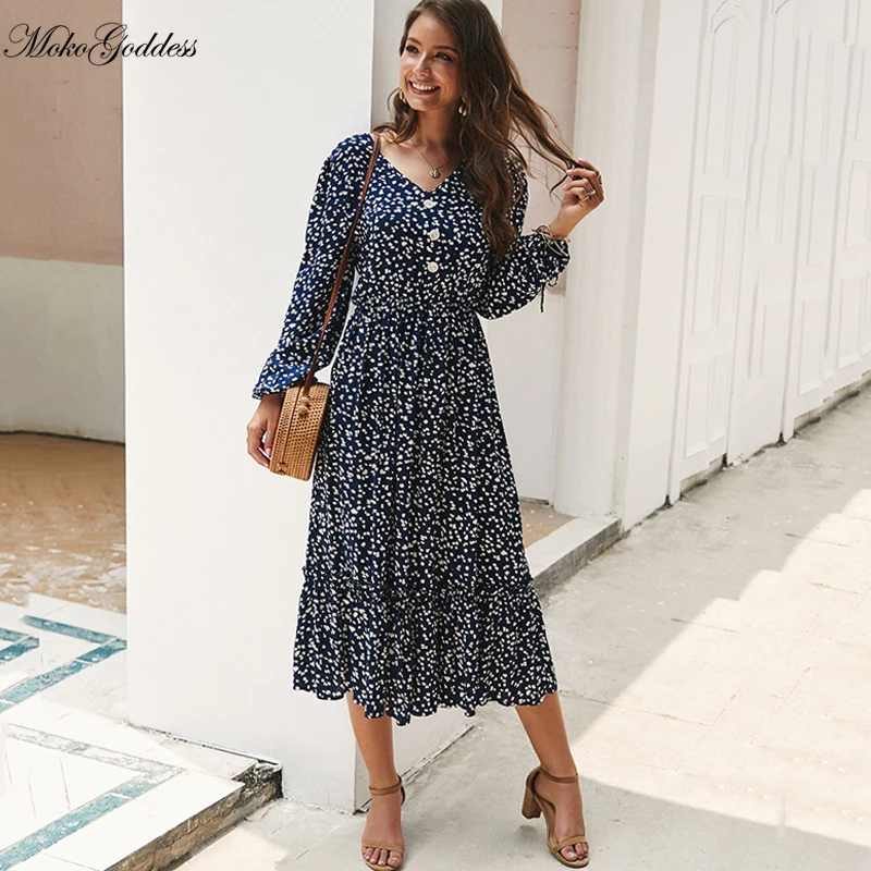 Женское платье с длинным рукавом Moko корейское Элегантное Длинное Платье