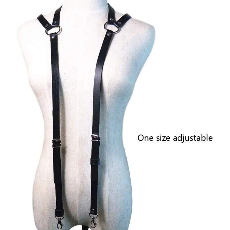 

Mens Punk Faux Leather Body Chest Harness Adjustable Sling Buckle O-Rings Suspender Belt Shoulder Straps Party Clubwear