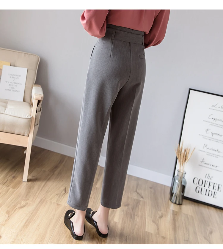 Женские строгие шаровары REALEFT офисные брюки до щиколотки с высокой талией и