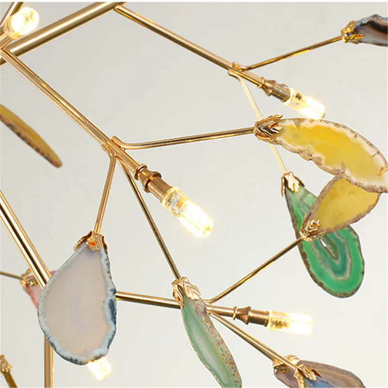 

Europe Creative Chandeliers Colorful Glass Leaves LED G4 Living Room Bedroom Modern Kitchen Bar Decoration Lighting Fixture