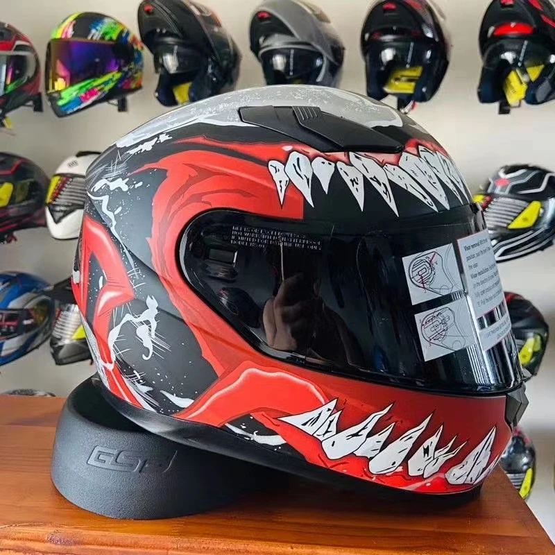 Мотоциклетный шлем VIMER на все лицо профессиональный гоночный в горошек для