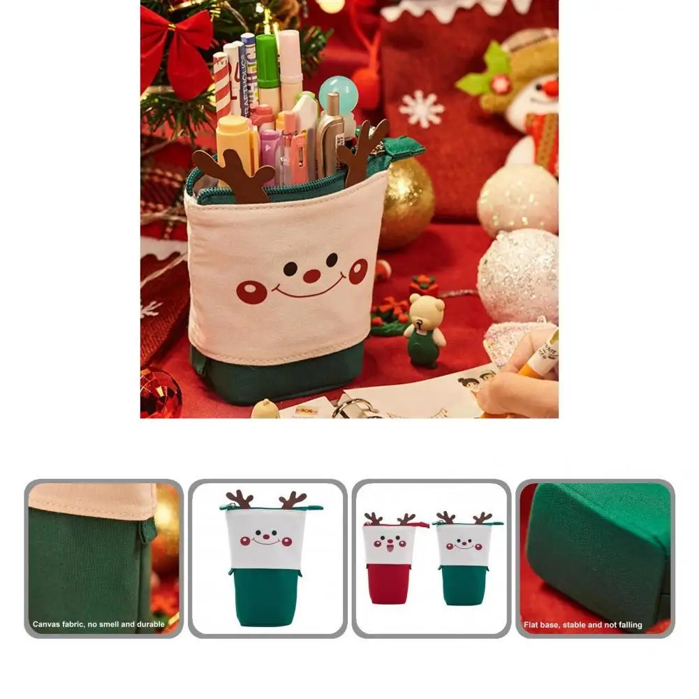 

Пенал портативный с несколькими карманами, Рождественский чехол для карандашей с узором лося