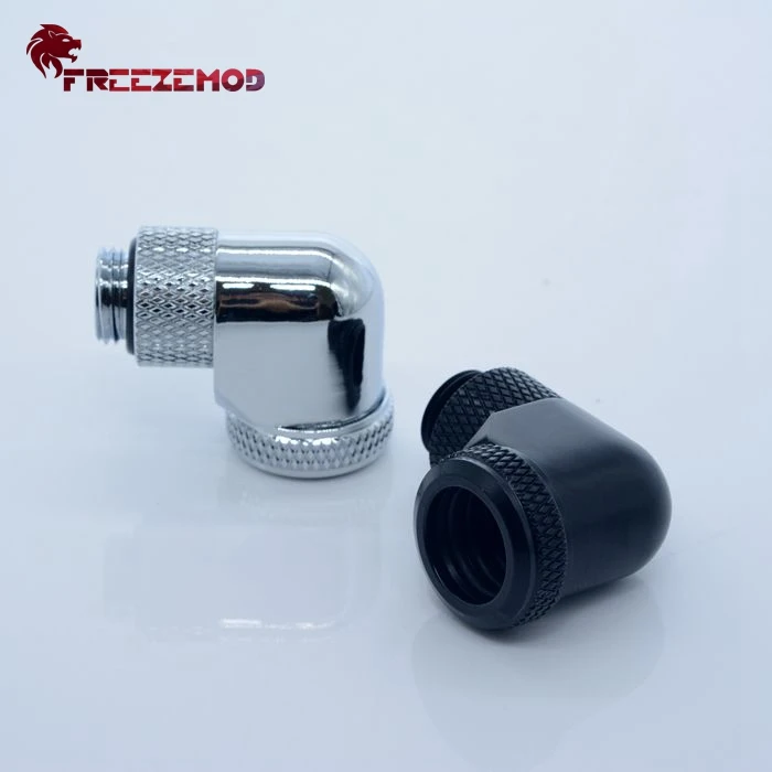 FREEZEMOD латунь резьба 90 градусов 360 Поворотный фитинг адаптер 14 мм Жесткая трубка G1/4 компьютер pc кулер для воды фитинг. YGKN-L90