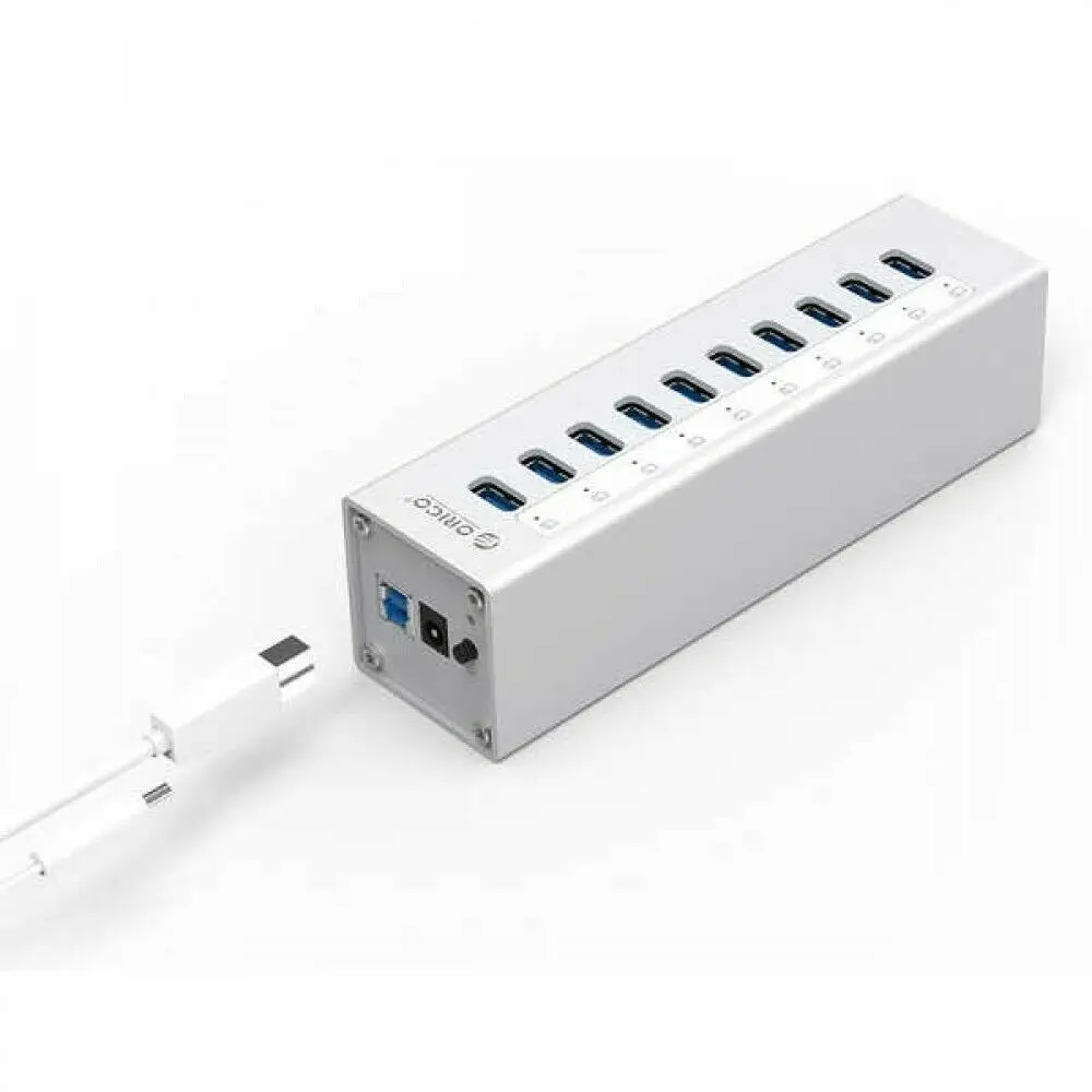 

10 портов USB 3,0 Hub Self Alimenté 12V/3A мощность sil, алюминий ORICO Japon