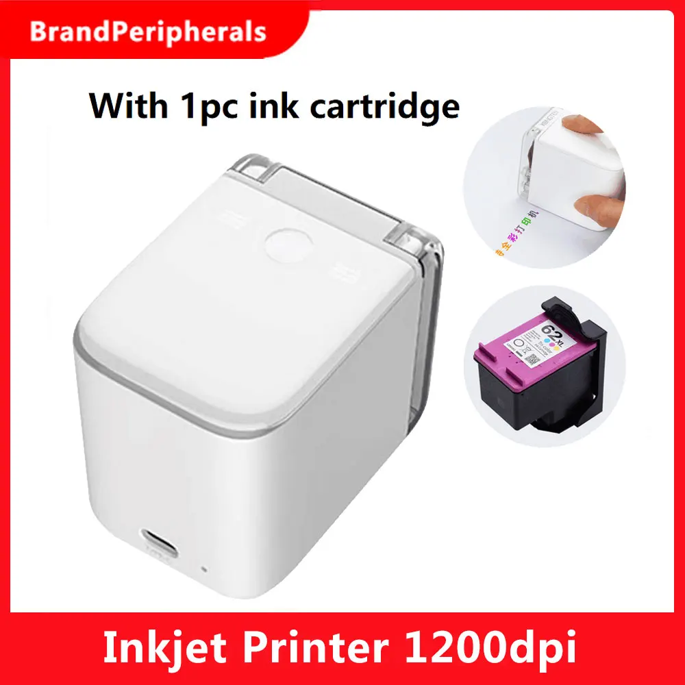 

MBrush мини портативный цветной принтер с настраиваемым текстом для смартфона беспроводной печати струйный принтер 1200 точек/дюйм с чернильны...