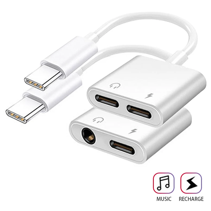 2 In 1 USB C AUX Audio Splitter Adapter For Samsung S20 Fe Note 20 Ultra Note10 Plus Connector Headphone Charge Type Converter | Мобильные