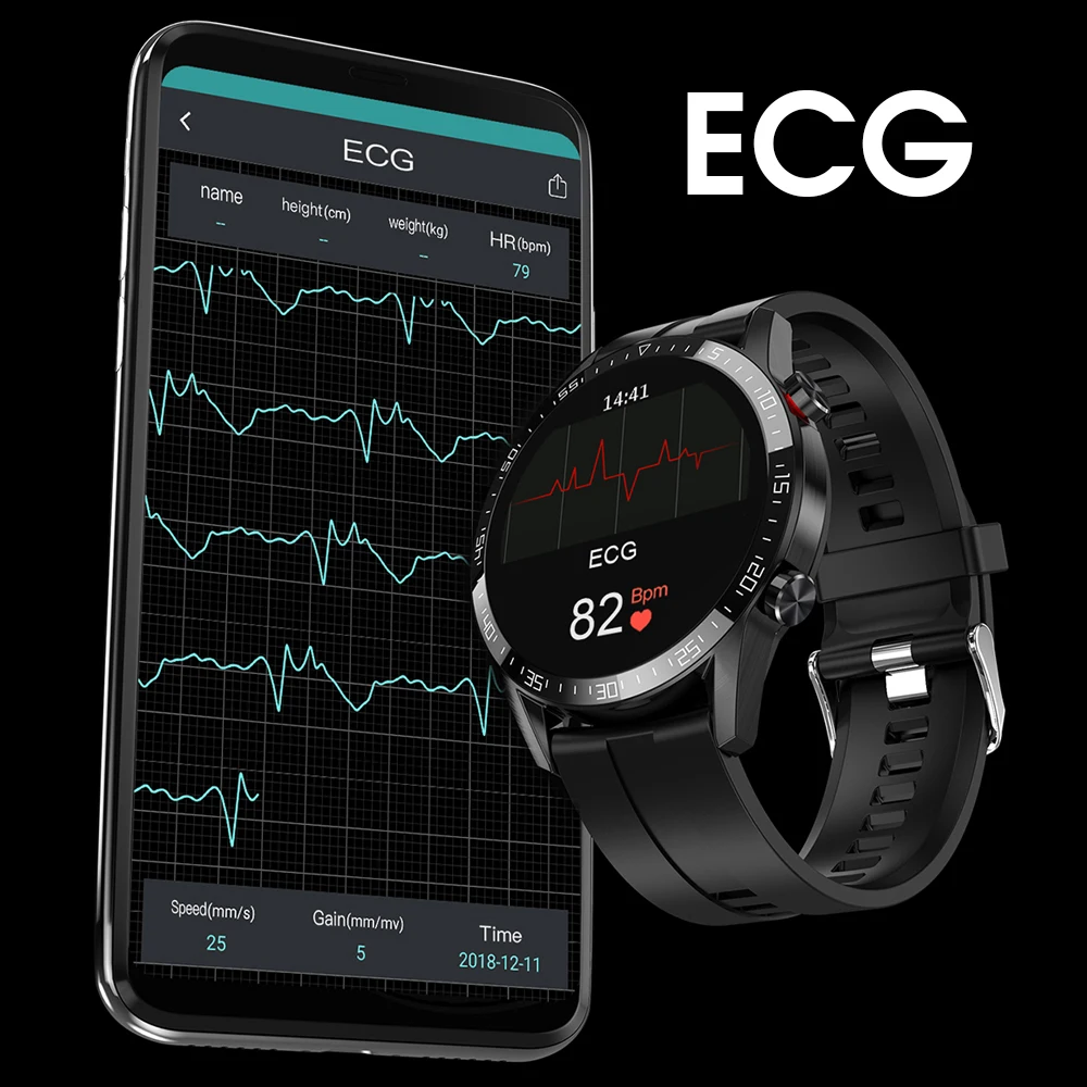 Спортивные часы Смарт для мужчин и женщин IP68 Водонепроницаемый ECGPPG Bluetooth Вызов