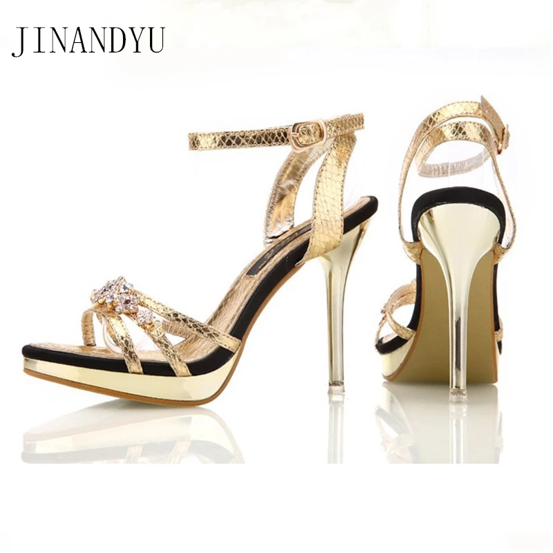 Rhinestone Sandals for Women Heels 10CM Pumps Sandals Fashion Glitter Heels Womans Summer Shoes Silver Sandal Shoes Sexy Shop