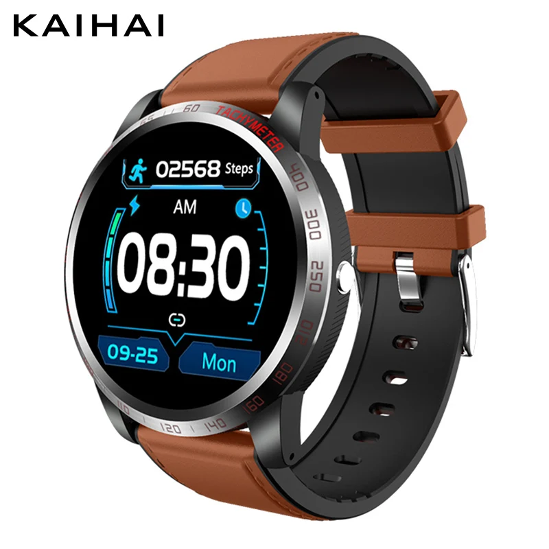 brown watch smart KaiHai ECG+ HRV+ SpO2 Смарт-часы, монитор для измерения уровня кислорода в крови, Смарт-часы, секундомер, будильник, обратный отсчет для android iphone - Цвет: brown watch smart