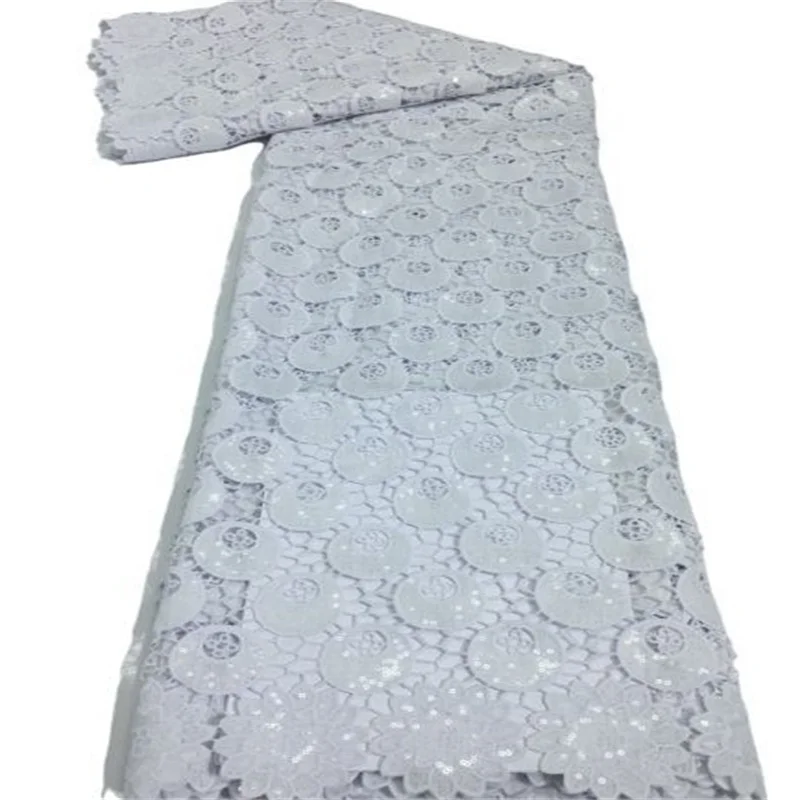 

Чистый белый африканский гипюр, кружевная ткань 2021, Высококачественная нигерийская кружевная ткань, водорастворимое кружево для свадебног...