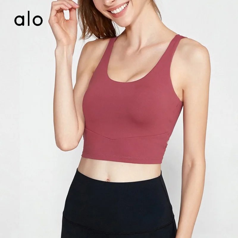 

New Alo Yoga Women Bra Underwear with Pad Yoga Vest Fitness Clothes Sports Top Push-up Anti-shock New /50