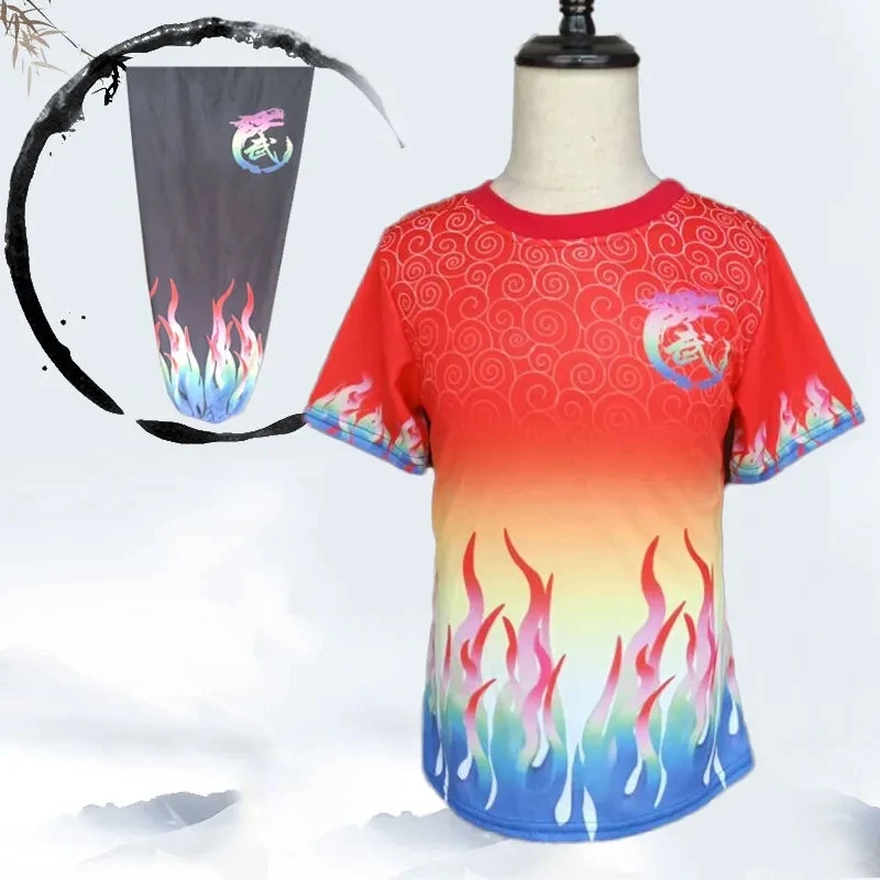 

Wushu Wear Dragon Lion Dance Kung Fu Set Tshirt Half Sleeve Kid Boy Girl Chinese National Folk Ancient Costume Traditional