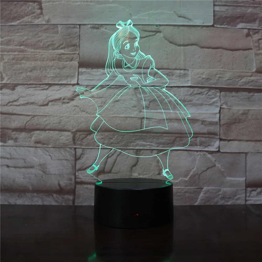 Фигурка принцессы Алиса в стране чудес декоративные 3D Светодиодные ночные