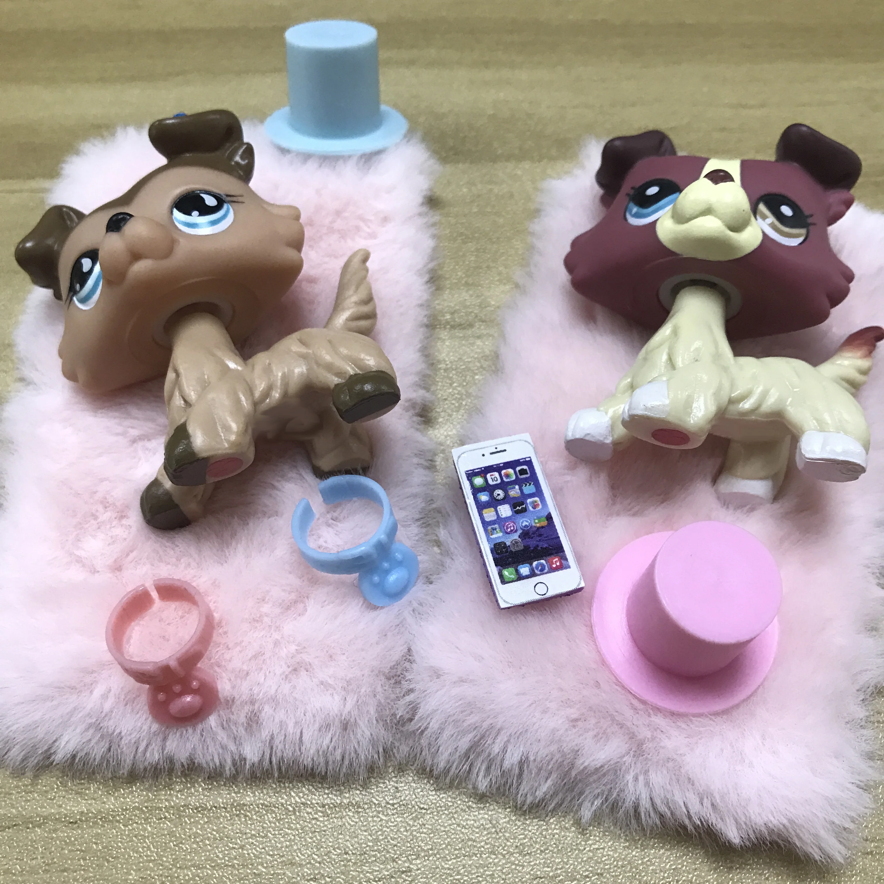 Pet shop 2 шт#1262#893 коричневый щенок собачки колли голубые глаза с магнитом Редкие с аксессуарами ошейник мини-шляпы одеяло телефон