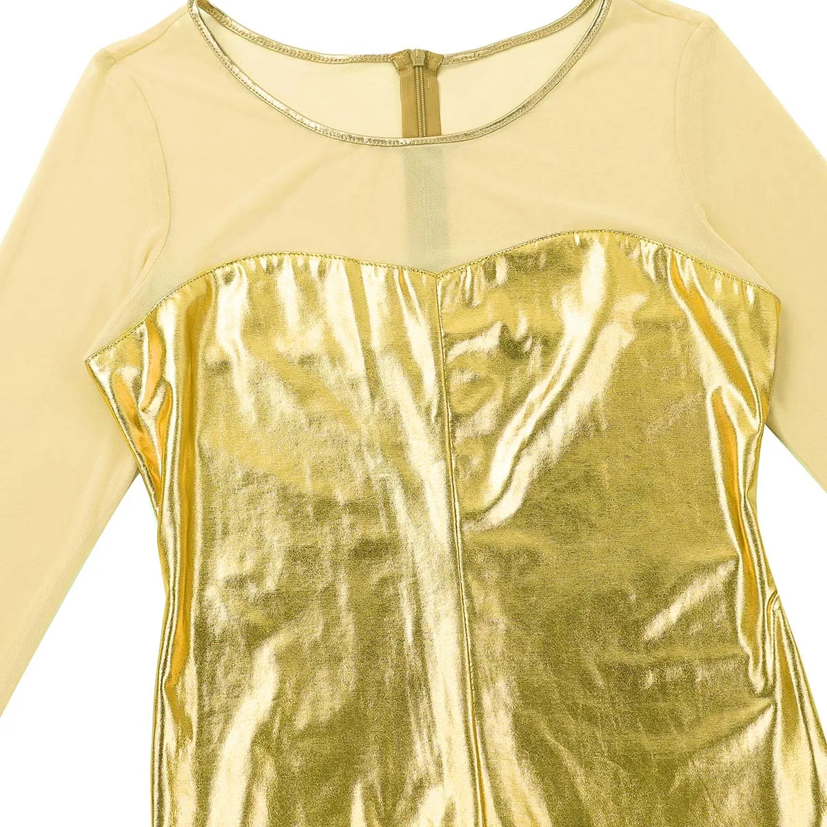 Женское балетное гимнастическое трико цельнокроеное блестящее металлическое с