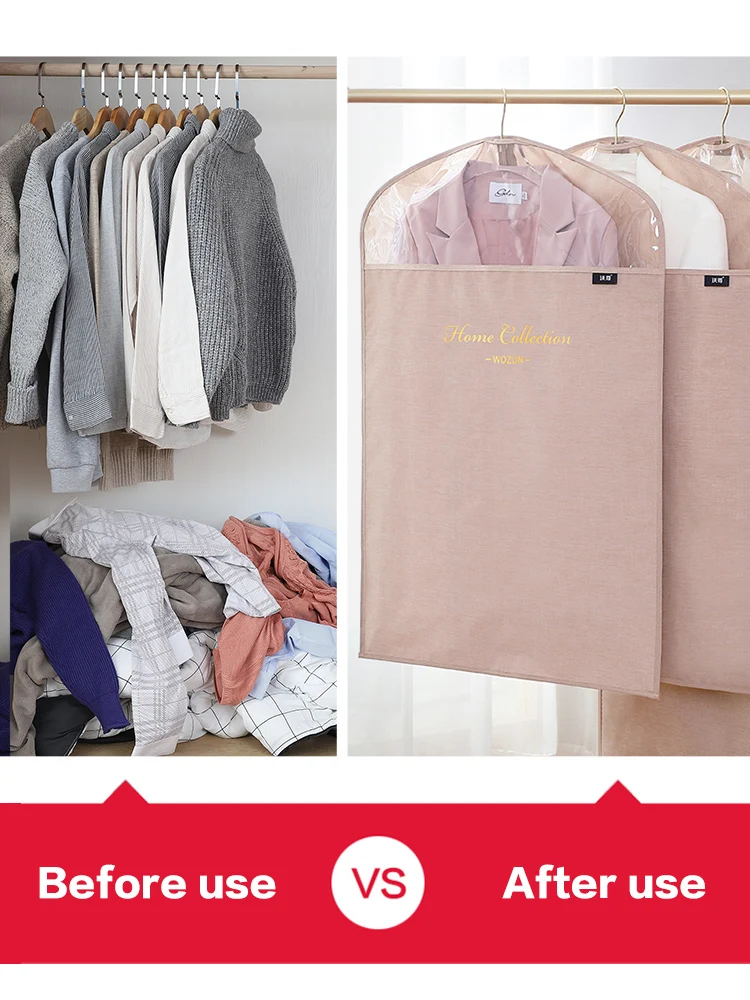 

1PC Clothing Covers Clothes Protector Dustproof Cloth Cover Bags Wardrobe Hanging Clothing Garment Suit Coat Fur Dust Cover