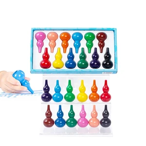 Восковые карандаши, 12 цветов, нетоксичные, съедобные, для детей, для рисования, новый безопасный 3D набор карандашей с рисунком цветные кисточки