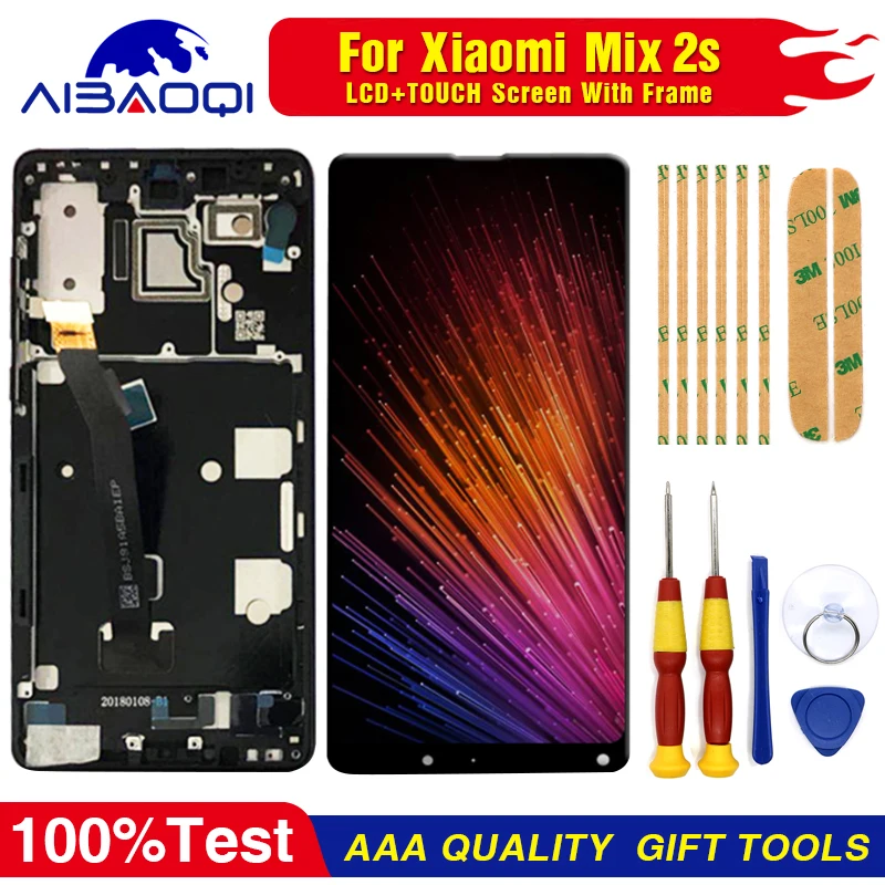 

AiBaoQi For 5.99'' Xiaomi Mi Mix 2s LCD&Touch screen Digitizer with frame assembly lcd screen display replacment tools