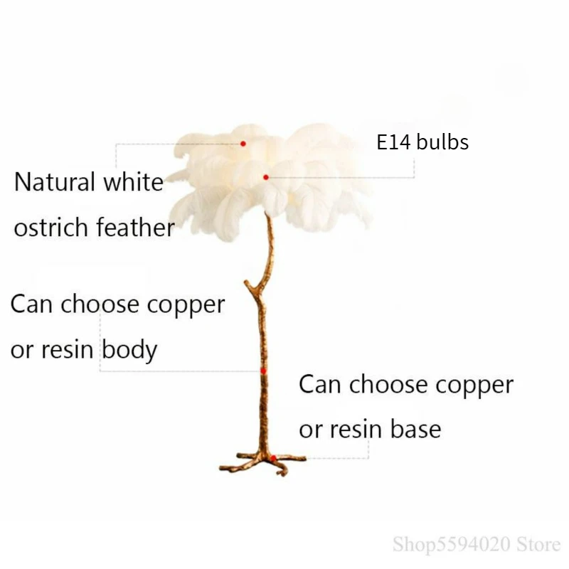 Натуральный страусиное перо абажур подставка светильник цвета: золотистый