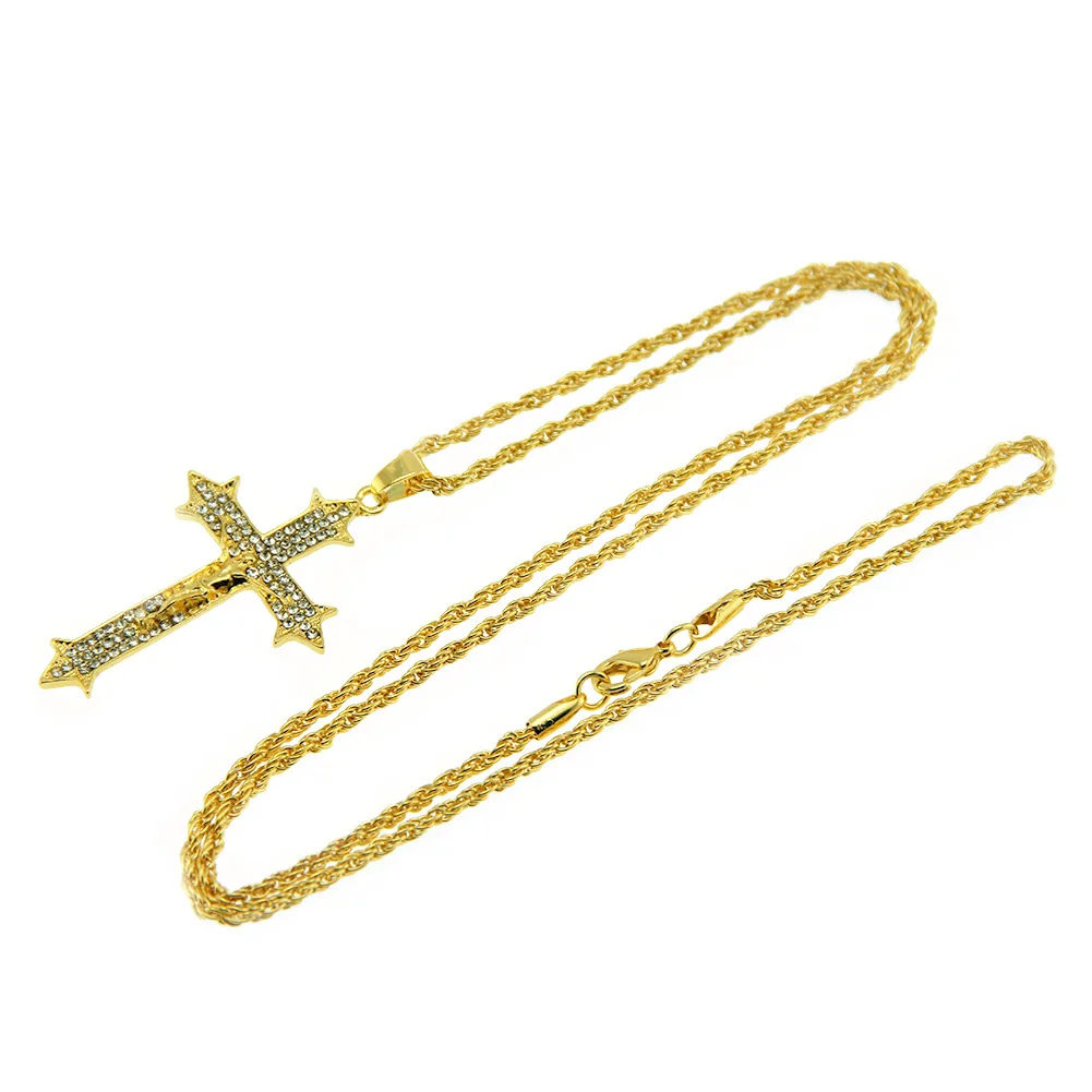 

men Hip Hop Diamond Cross Pendant Necklace Accessories Stainless Steel Jewelry Accessories Ladies Gift Luxury 2021accessories
