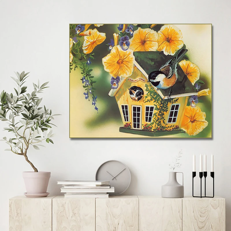 

Abstract Watercolor Bird Canvas Painting Wall Beautiful Modern Bird Art Print Poster Living Room wall murals picture Home Decor