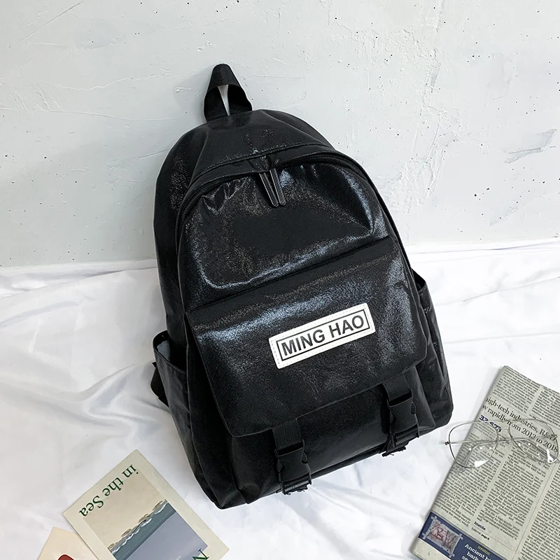 Однотонный черный блестящий школьный рюкзак с лазерным рисунком для девочек